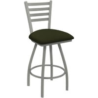 Holland Barstool XL 410 Jackie 30" Ladderback Swivel Bar Stool with Anodized Nickel Finish and Canter Pine Seat