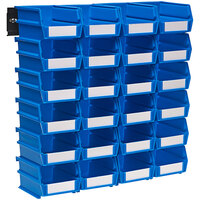 Triton Products LocBin Wall Storage System with (24) 5 3/8 inch Blue Bins and (2) Rails 3-210BWS