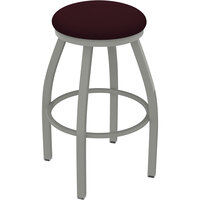 Holland Bar Stool XL 802 Misha 30" Ladderback Swivel Bar Stool with Anodized Nickel Finish and Canter Bordeaux Seat
