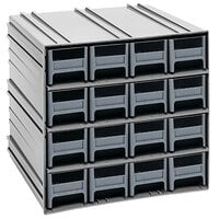 Quantum 11 3/8" x 11 3/4" x 11" Interlocking Storage Cabinets with 16 Gray Compact Drawers with Windows QIC-161GY