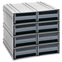 Quantum 11 3/8" x 11 3/4" x 11" Interlocking Storage Cabinets with 8 Gray Large Drawers with Windows QIC-83GY