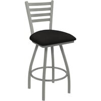Holland Barstool XL 410 Jackie 30" Ladderback Swivel Bar Stool with Anodized Nickel Finish and Canter Espresso Seat