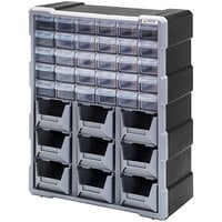 Quantum 6 1/4" x 15" x 18 3/4" Plastic Drawer Cabinet with 30 Clear Compact Drawers and 9 Bins PDC-930BK