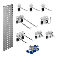 Triton Products LocBoard 9" x 31 1/2" Silver Steel Garden Storage Pegboard Kit with 8 Hooks