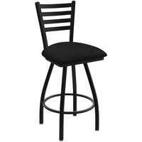 Holland Bar Stool XL 410 Jackie 30" Ladderback Swivel Bar Stool with Black Wrinkle Finish and Canter Espresso Seat