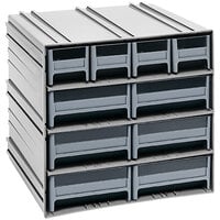 Quantum 11 3/8" x 11 3/4" x 11" Interlocking Storage Cabinets with 4 Gray Compact Drawers and 6 Large Drawers with Windows QIC-4163GY