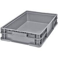 Quantum 24" x 15" x 5" Heavy-Duty Gray Stacker Straight Wall Container with Built-In Handle Grips RSO2415-5
