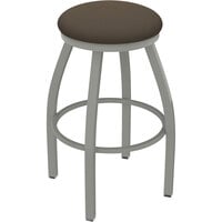Holland Bar Stool XL 802 Misha 30" Ladderback Swivel Bar Stool with Anodized Nickel Finish and Canter Earth Seat