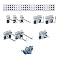 Triton Products LocBoard 4 1/2" x 36" Silver Steel Garden Storage Pegboard Kit with 8 Hooks