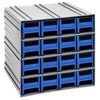 Quantum 11 3/8" x 11 3/4" x 11" Interlocking Storage Cabinets with 16 Blue Compact Drawers with Windows QIC-161BL