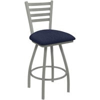 Holland Bar Stool XL 410 Jackie 25" Ladderback Swivel Counter Stool with Anodized Nickel Finish and Graph Anchor Padded Seat