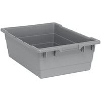 Quantum 9.81 Gallon Gray Cross Stack Tub with Built-In Handle Grips and Bottom Grooves TUB2417-8GY