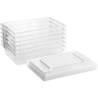 Cambro Camwear 26" x 18" x 6" Clear Polycarbonate Food Storage Box with Lid - 6/Set