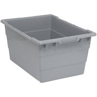 Quantum 14.38 Gallon Gray Cross Stack Tub with Built-In Handle Grips and Bottom Grooves TUB2417-12GY