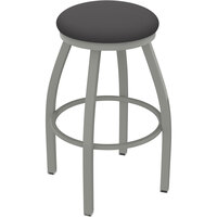Holland Bar Stool XL 802 Misha 30" Ladderback Swivel Bar Stool with Anodized Nickel Finish and Canter Storm Seat