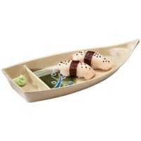 GET 136-TD Japanese Traditional 10 1/2 inch Two Compartment Boat 10 oz. Plate - 12/Case