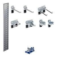 Triton Products LocBoard 4 1/2" x 36" Silver Steel Tool Pegboard Kit with 8 Hooks
