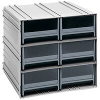 Quantum 11 3/8" x 11 3/4" x 11" Interlocking Storage Cabinets with 6 Gray Large Drawers with Windows QIC-64GY
