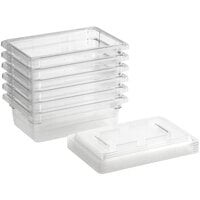 Cambro Camwear 18 inch x 12 inch x 6 inch Clear Polycarbonate Food Storage Box with Lid - 6/Set