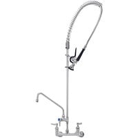 Eversteel by T&S S-0133-A12-BY Stainless Steel 8" Wall Mount Mixing Faucet with 12" Swing Nozzle and Pre-Rinse Unit with 1.15 GPM Spray Valve