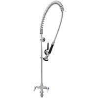 Eversteel by T&S S-0113-BY Stainless Steel Single Hole Base Deck Mount Mixing Faucet and Pre-Rinse Unit with 1.15 GPM Spray Valve
