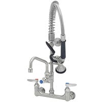 Eversteel by T&S SMPF-8WLN-06 Stainless Steel 8" Wall Mount Mixing Faucet with 6" Swing Nozzle and Mini Pre-Rinse Unit with 1.15 GPM Spray Valve
