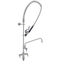 Eversteel by T&S S-0113-A12-BJ Stainless Steel Single Hole Base Deck Mount Mixing Faucet with 12" Swing Nozzle and Pre-Rinse Unit with 1.07 GPM Spray Valve