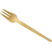 Solia 5 1/3" Natural Bamboo 3 Prong Fork with Serrated Edge - 2000/Case
