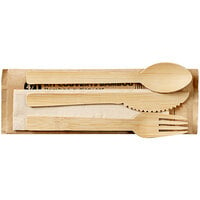 Solia Wrapped Natural Bamboo Cutlery Set - 500/Case