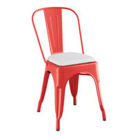 Lancaster Table & Seating Alloy Series Ruby Red Indoor Cafe Chair with White Vinyl Cushion