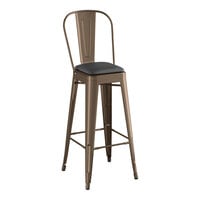 Lancaster Table & Seating Alloy Series Copper Indoor Cafe Barstool with Black Vinyl Cushion