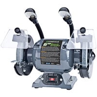 Genesis 6 inch Bench Grinder with Lights, Eye Shields, and 2 Wheels GBG600L - 120V, 1/2 hp