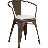 Lancaster Table & Seating Alloy Series Copper Indoor Arm Chair with White Vinyl Cushion