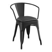 Lancaster Table & Seating Alloy Series Onyx Black Indoor Arm Chair with Onyx Black Vinyl Cushion