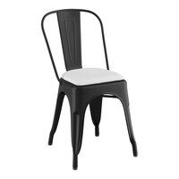 Lancaster Table & Seating Alloy Series Black Indoor Cafe Chair with White Vinyl Cushion