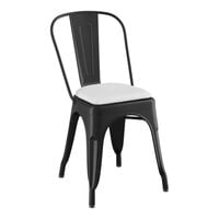Lancaster Table & Seating Alloy Series Black Indoor Cafe Chair with White Vinyl Cushion