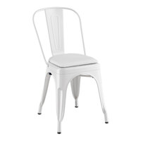Lancaster Table & Seating Alloy Series White Indoor Cafe Chair with White Vinyl Cushion