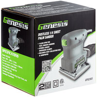 Genesis 1/4 Sheet Palm Sander with Dust Bag and Sandpaper Assortment GPS2303 - 120V
