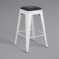 Lancaster Table & Seating Alloy Series White Indoor Backless Counter Height Stool with Black Vinyl Cushion