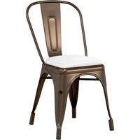 Lancaster Table & Seating Alloy Series Copper Metal Indoor Cafe Chair with White Vinyl Cushion