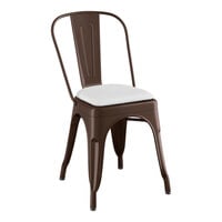 Lancaster Table & Seating Alloy Series Copper Indoor Cafe Chair with White Vinyl Cushion
