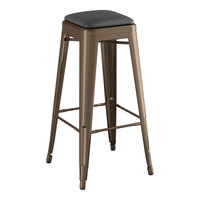 Lancaster Table & Seating Alloy Series Copper Indoor Backless Barstool with Black Vinyl Cushion