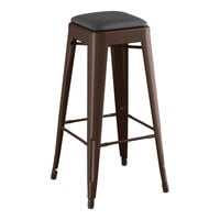 Lancaster Table & Seating Alloy Series Copper Indoor Backless Barstool with Black Vinyl Cushion