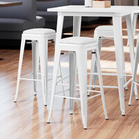 Lancaster Table & Seating Alloy Series White Metal Indoor Barstool with White Vinyl Cushion
