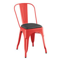 Lancaster Table & Seating Alloy Series Ruby Red Indoor Cafe Chair with Black Vinyl Cushion