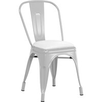 Lancaster Table & Seating Alloy Series Silver Indoor Cafe Chair with White Vinyl Cushion