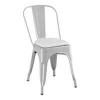 Lancaster Table & Seating Alloy Series Silver Indoor Cafe Chair with White Vinyl Cushion
