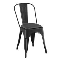 Lancaster Table & Seating Alloy Series Onyx Black Indoor Cafe Chair with Onyx Black Vinyl Cushion