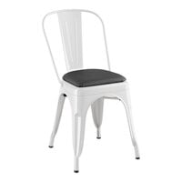 Lancaster Table & Seating Alloy Series Pearl White Indoor Cafe Chair with Black Vinyl Cushion