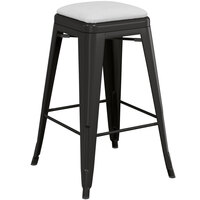 Lancaster Table & Seating Alloy Series Black Indoor Backless Counter Height Stool with White Vinyl Cushion